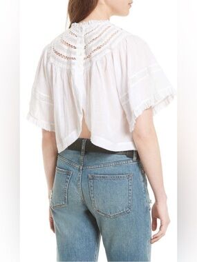 White Lace Trim Cropped Top Women's
